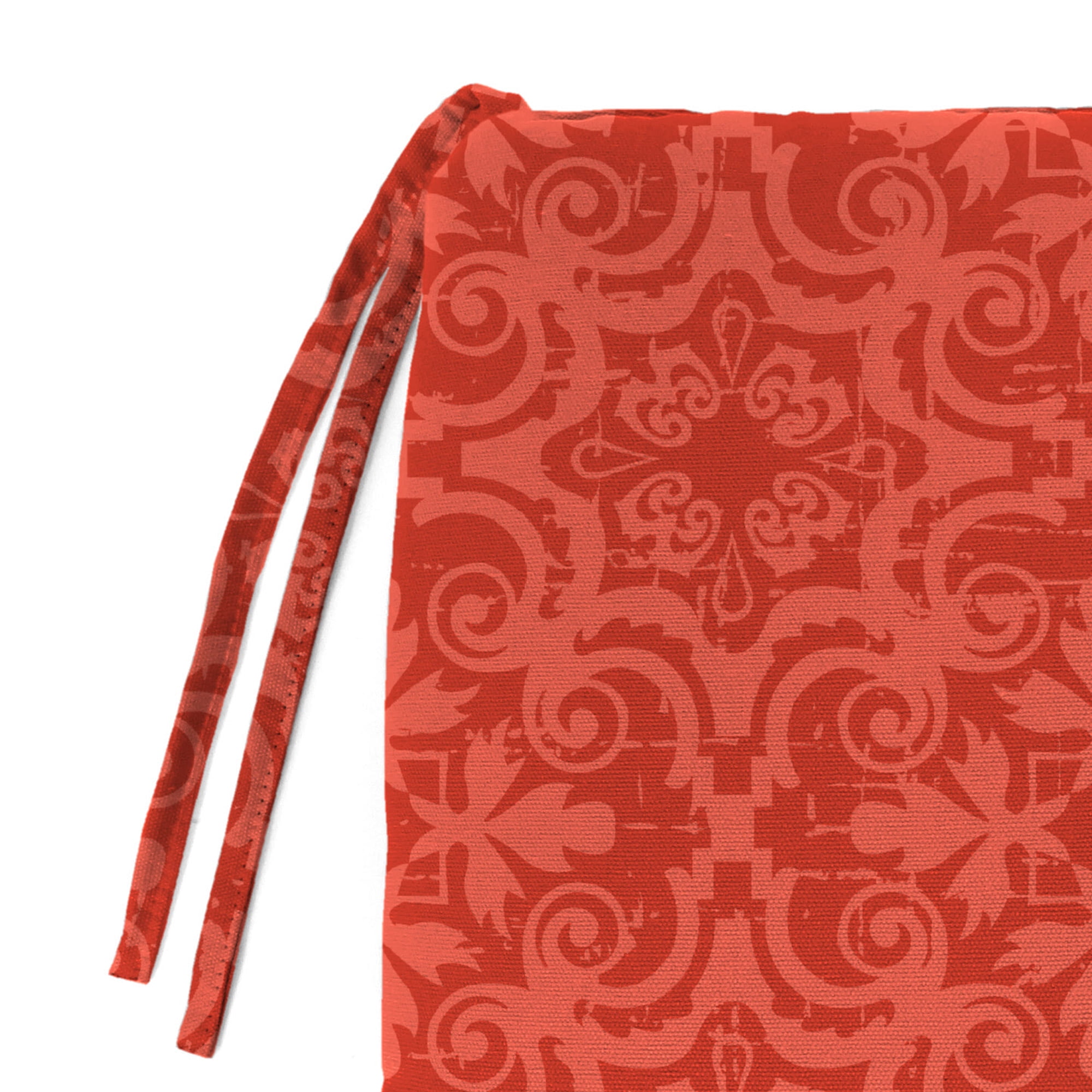Jordan Manufacturing 16" x 16" Persimmon Red Medallion Square Outdoor Chair Pad Seat Cushion with Ties