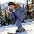 thumbnail image 6 of vdgthytj Little Kids 2 Piece Snowsuits Full Zip Long Sleeve Hooded Snow Jacket Bib Snow Pants Boys Girls Outdoor Ski Outfits(3-4 Years,Blue), 6 of 7