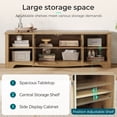 thumbnail image 5 of LINSY HOME Modern Farmhouse TV Stand for TVs up to 75", Home Entertainment Center with Storage Cabinet and Adjustable Shelves,Oak, 5 of 8