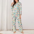 thumbnail image 2 of Cauagu Cute Transport Print Women's Long-Sleeve Pajamas Set Soft Pj Lounge Sets Button Down Sleepwear for Women 2 Piece Pjs Set with Long Pants-Medium, 2 of 7