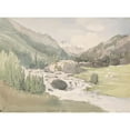 thumbnail image 2 of Thomas Ender 18x14 Black Ornate Wood Framed Double Matted Museum Art Print Titled - Mountain Valley, 2 of 5