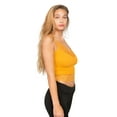 thumbnail image 5 of Women's V Neck Sleeveless Lace Rib Seamless Cami Tank Top T1392 - Mustard - Large, 5 of 6
