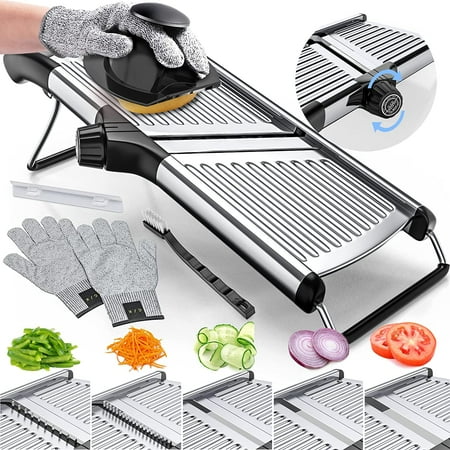 

Grmercy djustble Mndoline Slicer for Kitchen Vegetble Chopper Food Chopper Vegetble Slicer Potto Slicer Mndolin Potto Cutter - Stinless Steel - INCLUDING One Pir Cut-Resistnt Gloves