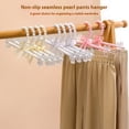 thumbnail image 3 of Inteprter 5 perchas de perlas para pantalones largos, elegante organizador para la colección de ropa de adultos, con lazo de perlas. Almacenamiento y organización del hogar Percha rosa, 3 of 6