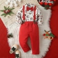 thumbnail image 2 of DHFJKG Boys Christmas Printed Dress Outfits For Toddlers Children Long Sleeve Santa Shirts With Bow Tie And Detachable Suspenders Pants Performance Formal Wear 2 Piece Lovely Sets, 2 of 6