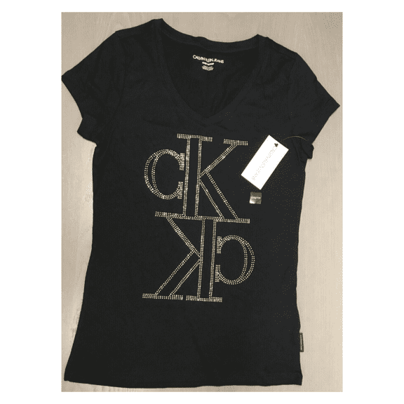 Calvin Klein Jeans Foil Logo Crewneck T-Shirt, Black, XXS