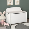 thumbnail image 3 of Kids Toy Storage Box, Wooden Toy Storage Chest with Safety Hinged Cover & Seating Bench, Large Storage Space Toy Organizer Chest, Suitable for Bedroom, Living Room, Playroom, Study Room, White, D6960, 3 of 10