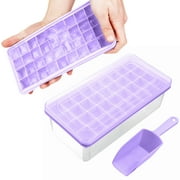 Yoove Ice Cube Tray with Lid, Bin, Scoop, 36 Mini Cube BPA Free Silicone Ice Tray for Freezer Violet