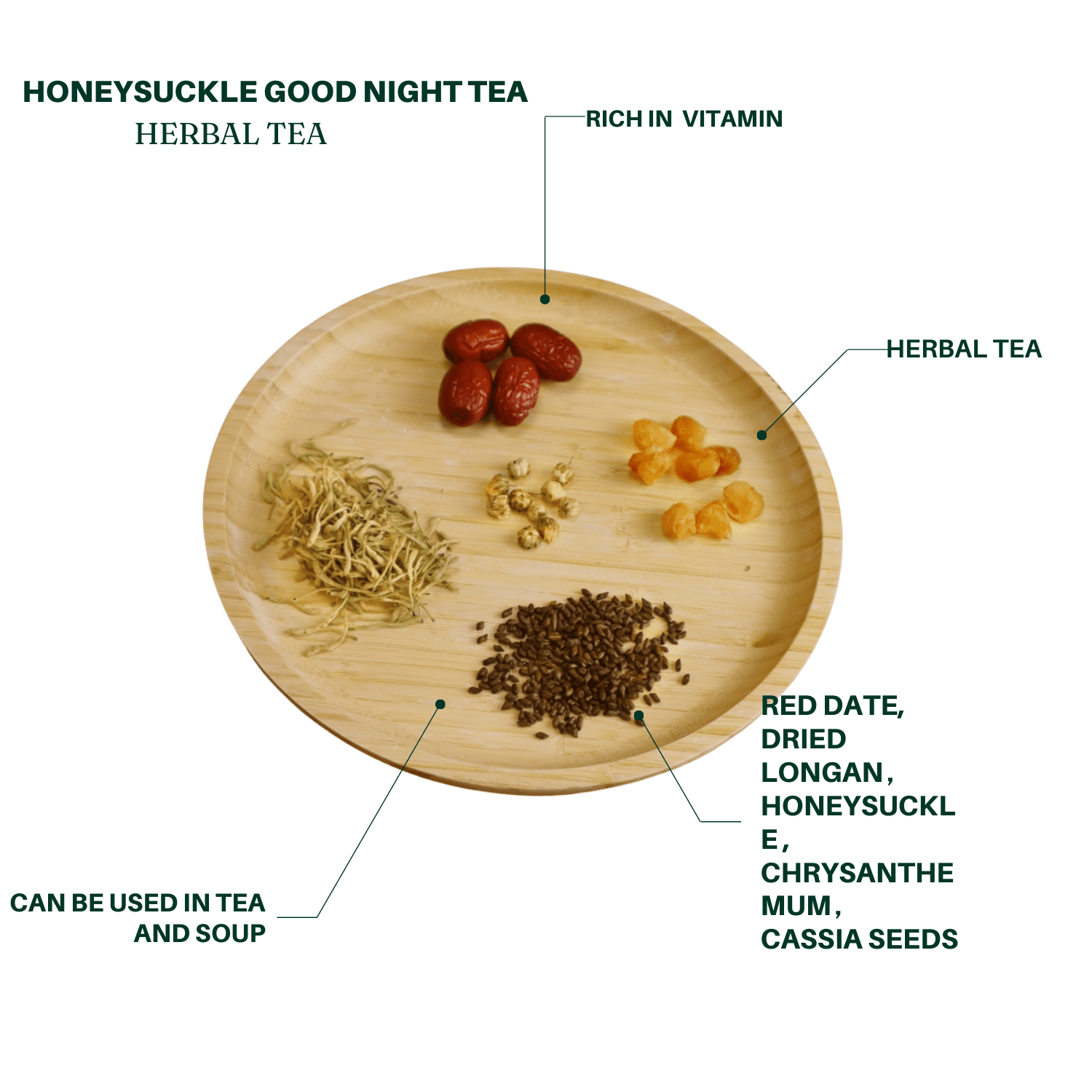 Royal Seafood USA Honeysuckle red dates good night tea herbal tea 2 serving help sleep tea 7bags