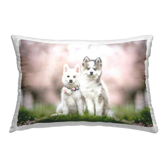 Stupell Industries Puppies with Spring Florals Decorative Printed Throw Pillow Design by Natalie Grosse