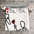 thumbnail image 3 of Ambesonne Sketchy Quilted Bedspread Set 3 Pcs, Wedding Proposal, King Size, Black White and Red, 3 of 3