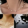 thumbnail image 4 of UDIYO Necklace Single Layer Adjustable Alloy Women Faux Pearl Clavicle Chain for Wedding, 4 of 7