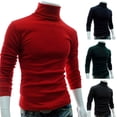 thumbnail image 1 of Autumn Men Solid Color Turtle Neck Long Sleeve Sweater Slim Knitted Pullover Top, 1 of 7