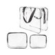 thumbnail image 1 of Bolso cosmético transparente de almacenamiento, cubos resistentes al agua con cierre de cremallera y asas que llevan para mujeres y hombres, caja del cepillo del maquillaje (3 Pcs) (Negro), 1 of 4