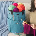 thumbnail image 6 of PAVILIA Crochet Bag Knitting Bag Organizer, Yarn Bag Storage Tote for Crocheting On The Go, Knitting Accessories Supplies Holder with Grommets, Gift for Crochet Lovers Knitters (Turquoise Blue), 6 of 9