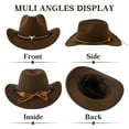 thumbnail image 6 of WoWstyle Brown Cowboy Hat for Adult Men Women Cowgirl Hat with Adjustable Leather Hat Band Western Cattleman Cowboy Rodeo Outfit for Outdoor Activities, Parties, Farm-Related Events, Music Festivals, 6 of 9