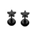 thumbnail image 2 of Pendientes de perlas Hugo acero inoxidable 316L negro pentagrama Barbell Stud, 2 of 6