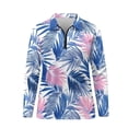thumbnail image 2 of Uorisanigo Palm Leaves Women's Golf Shirt Size XL Breathable Stylish Quick Dry Athletic Polo Shirts Relaxed Fashionable 1/4 Zipper Workout Tops for Women, 2 of 7