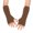 Brown, variant on Women Long Cable Knit Fingerless Arm Warmers Warm Elastic Half Finger Knitted Wrist Cuffs Matching Various Solid Colors Brown One Size