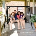 thumbnail image 3 of BOBOKY Heavy Duty 660 LBS Wooden Swing Frame with Extra Bottom Connection Board, Upgraded A-Frame Porch Swing Bench Stand for Indoor & Outdoor,Black, 3 of 7
