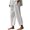 White, variant on DeHolifer Cotton Linen Pants for Women Elastic Waisted Solid Color Lace-Up Straight Leg Casual Loose Pants Black 5XL
