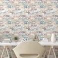 thumbnail image 2 of Ambesonne Floral Peel & Stick Wallpaper for Home, Vintage Lettering Print Art, 13"x72", Pale Sepia Aqua Lilac, 2 of 5