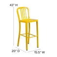 thumbnail image 6 of Flash Furniture Commercial Grade 30" High Yellow Metal Indoor-Outdoor Barstool with Vertical Slat Back, 6 of 12
