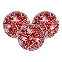 Uxcell 3-Pack Decorative Ball for Bowls, 3 Inch Mosaic Glass Balls Decorative Glass Orbs for Home Decor/Dining Tables [Red]