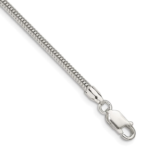 925 Sterling Silver 2.5mm Round Snake Chain Bracelet for Women 7"