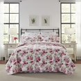 thumbnail image 1 of Laura Ashley Queen Quilt Set Reversible Cotton Bedding with Matching Shams Lightweight Home Decor for All Seasons Lidia Pink Queen, 1 of 1