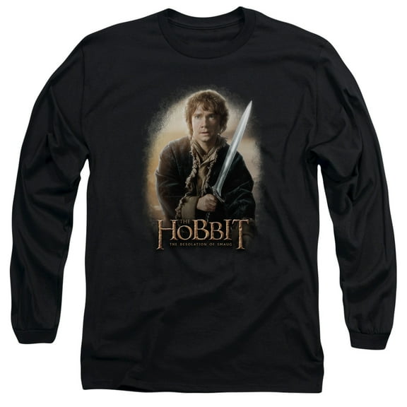 The Hobbit Bilbo And Sting Long Sleeve Adult 18/1 T-Shirt Black