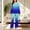 Blue, variant on Women's Fashion Gradient Printed Casual Loose V-neck Long Sleeve Pajama Set (Top + Pants) Soft Breathable Fabric Comfortable Fit for Sleep Indoor Daily Use