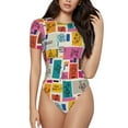 thumbnail image 2 of Picia Cute Doodles Womens One Piece Swimsuits Modest Tummy Control Bathing Suits Lace Up Slimming Swim Suit-Large, 2 of 9