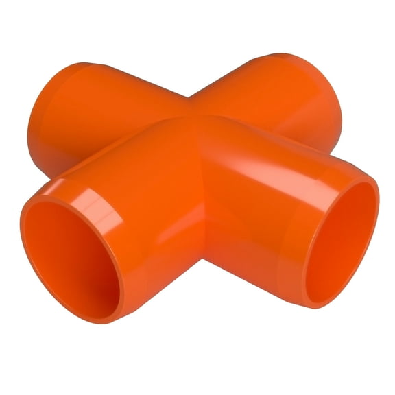 FORMUFIT F114CRX-OR-4 Cross PVC Fitting, Furniture Grade, 1-1/4" Size, Orange , 4-Pack