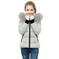 thumbnail image 2 of Ruyang Girls Winter Coat Faux 𝐅𝐮𝐫 Hooded Puffer Jacket Zip Up Mock Neck Down Quilted Warm Packable Outerwear, 2 of 4