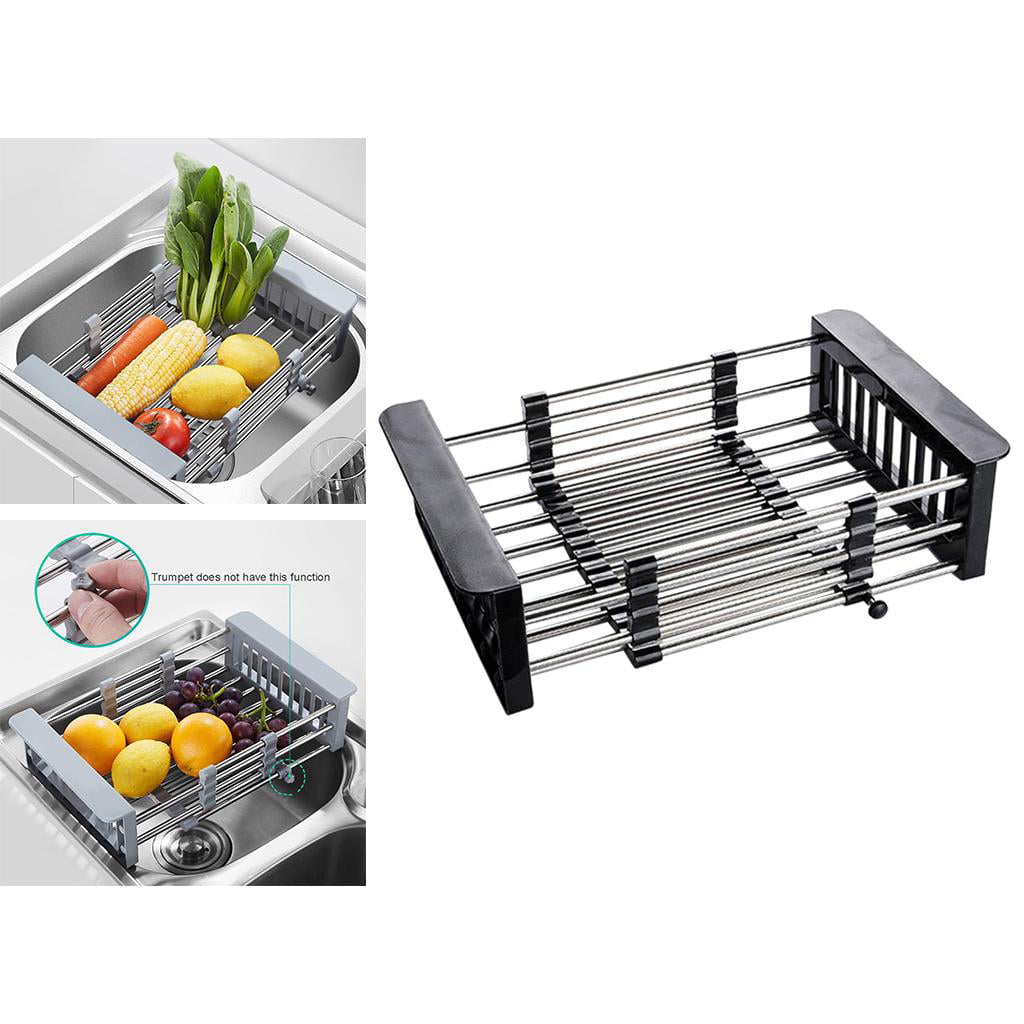 CFXNMZGR Drain Rack Expandable Roll-Up Dish Drying Rack For Kitchen,  Collapsible Over-The-Sink Dish Drying Rack With Space-Saving Design
