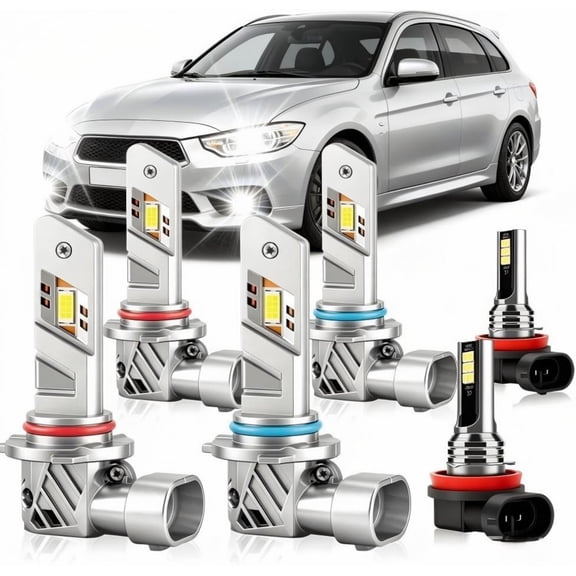 soukeo Super Bright 6500K White Bulbs for Mitsubishi Outlander 2007-2013, 80,000-Hour Lifespan, High/Low Beam Fog Bulbs, LED Headlight Bulbs – 6-Pack
