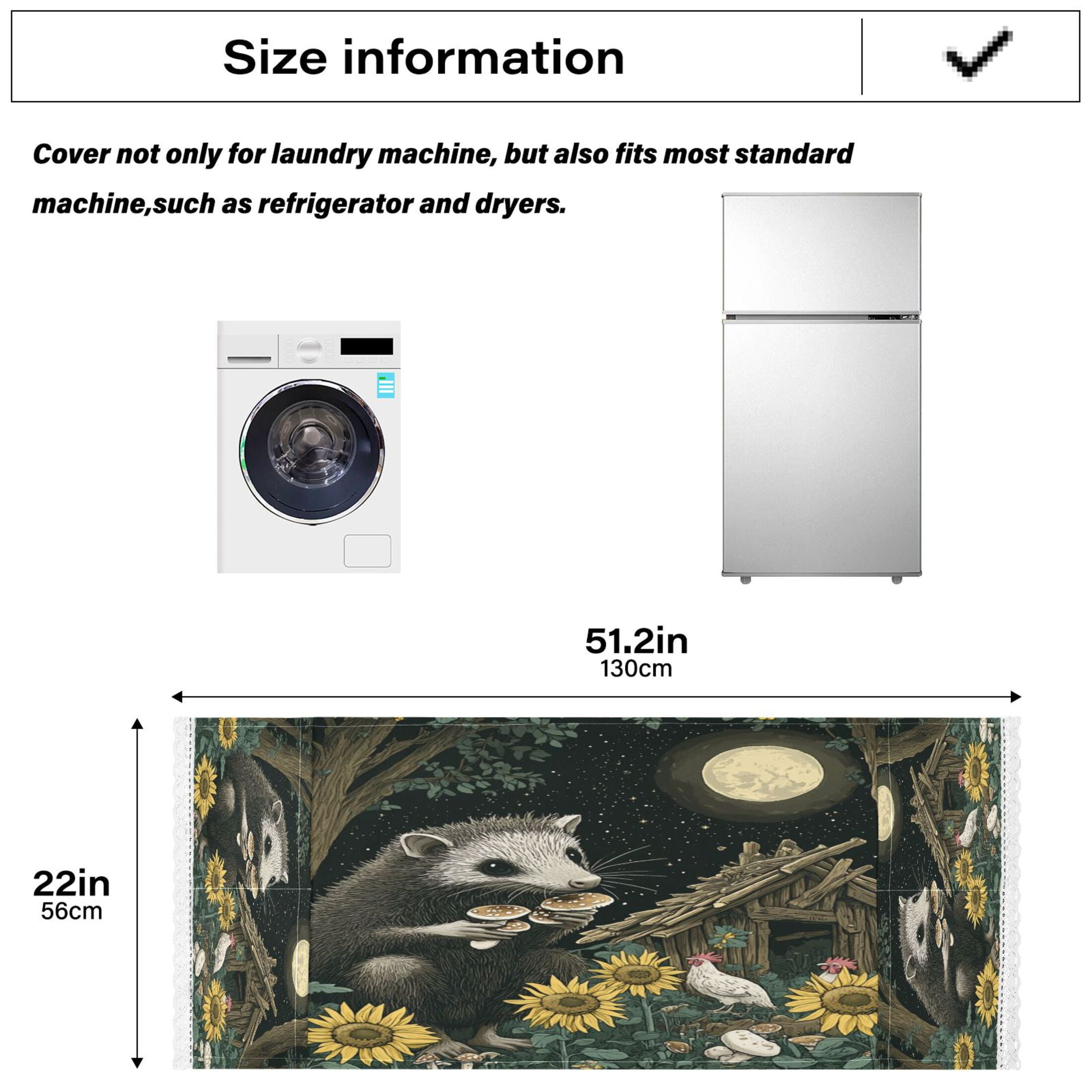 WOBOGO Extra Large Possum Washing Machine Cloth Dryer Refrigerator Top Cover Protective Non-Slip Mat For Kitchen Laundry