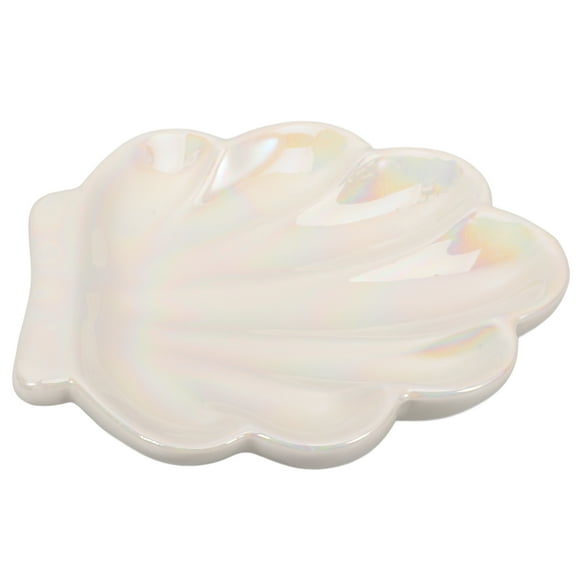 GOOHOCHY  Shell Shape Ceramic Dish Home Jewelry Plate Seashell Tray Ring White