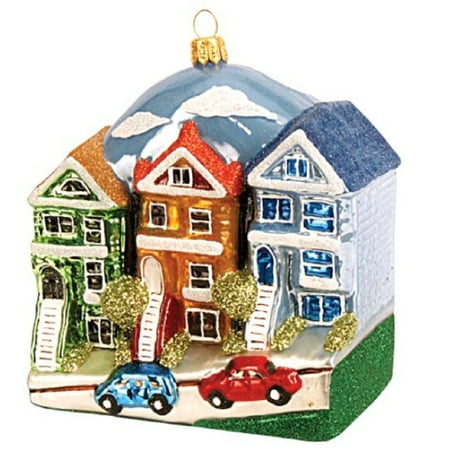 San Francisco Christmas Store Painted Ladies Buildings Polish Glass Christmas Ornament Travel San Francisco ()