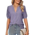 thumbnail image 1 of Womens Summer Tops, V Neck Ruffle Sleeve Blouses, Short Sleeve Casual Tops T-shirts, 1 of 4