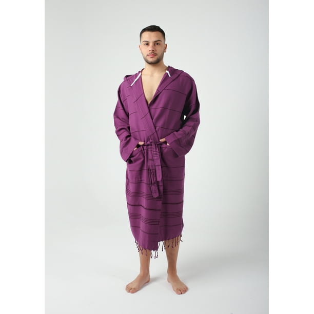 SULTAN'S GEM Lightweight Hooded Cotton Robe for Men and Women, Turkish Cotton  Bathrobe, Unisex Dressing Gown - Walmart Business Supplies