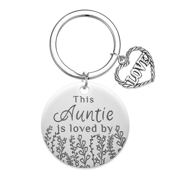 Vintage This Auntie is Loved By Keyring Stainless Steel Decorative Pendant Car Keychain Aunt Gift Love Heart Key Chain