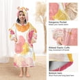 thumbnail image 3 of FORMRS Wearable Blanket Hoodie with Sleeves for Kids Cozy Flannel Sweatshirt, Pink Floral Orange, 3 of 7