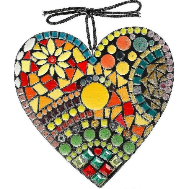 Large Mosaic Garden Heart Sculpture Decor Ornaments, Resin Colorful Love For Xxf