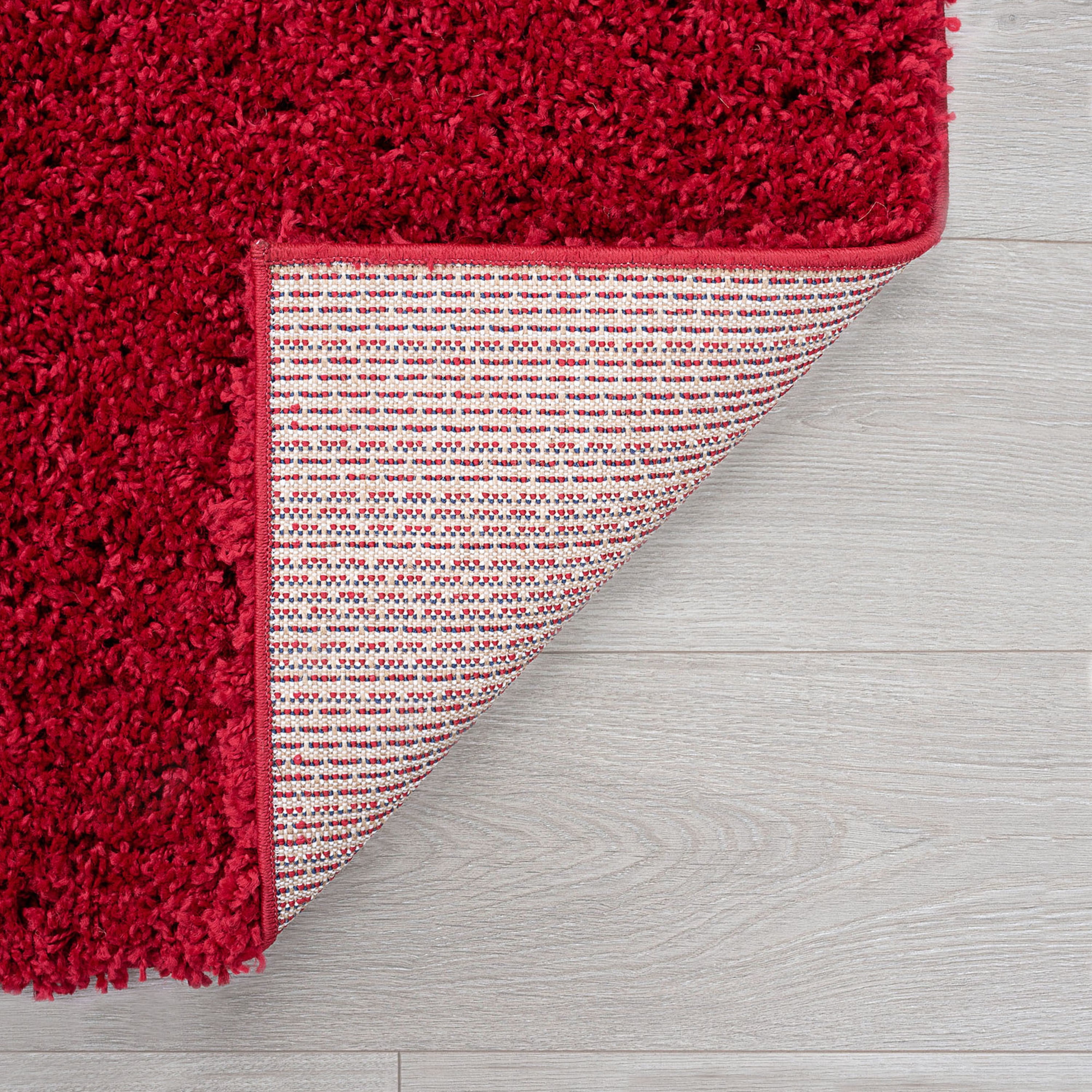 Transitional 8x10 Area Rug Shag Thick (7'10'' x 10'2'') Solid Red Living Room Easy to Clean