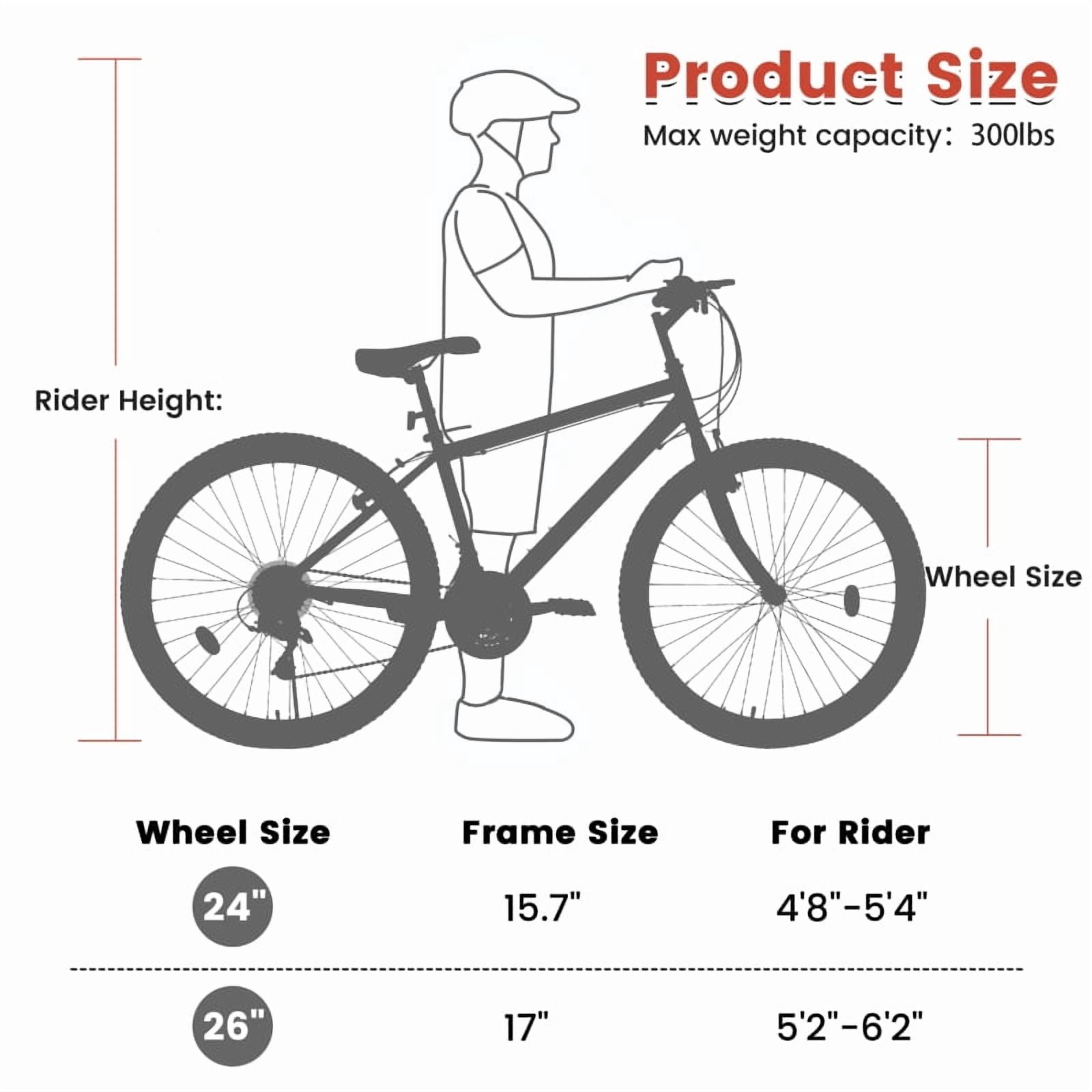 Dcskyn 26" Mountain Bike, Carbon Steel Frame, 21-Speed, Dual V-Brake, Front & Rear Dual Suspension, Adult & Teen Bicycle