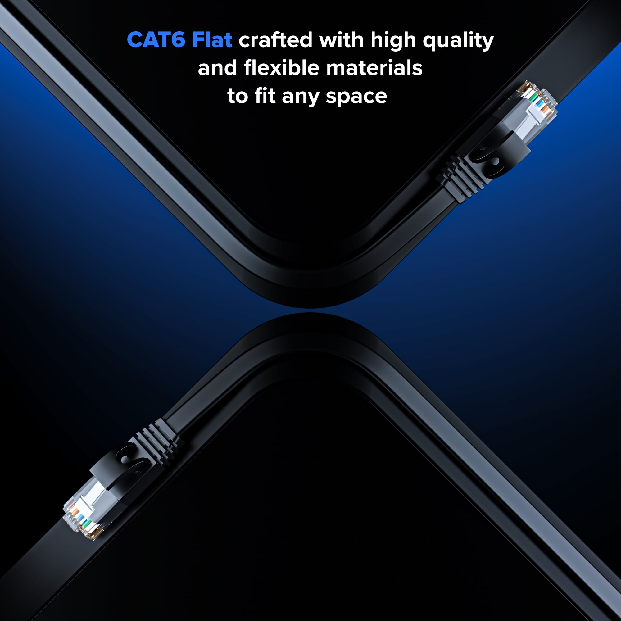 Cat6 Ethernet Cable 100ft, Orange - Flat High-Speed Network Cables for Gaming, Streaming, Router, Modem, PC, PS5, Xbox - Durable & Space-Saving Design