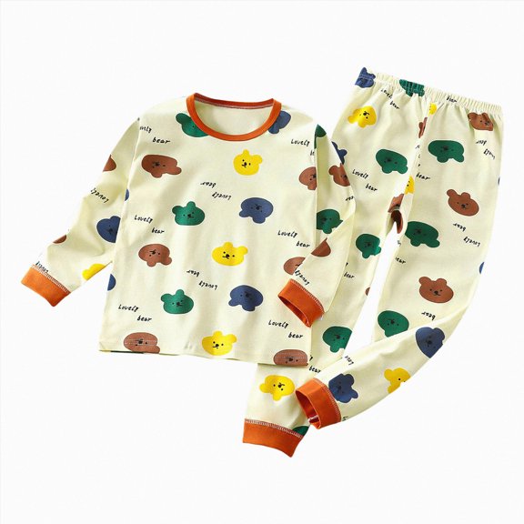 Kids & Toddler Girls Boys Pajamas Pjs Set Cotton Sleepwear 6-12 Months 12-24 Months 2t 3t 4t 5t 6t 7t 8t 9t Children(Light Yellow,18-24 Months)