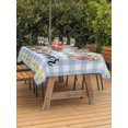 thumbnail image 3 of Outdoor Tablecloth with Umbrella Hole for Patio/Picnic/Party/Camping, Summer Beach Waterproof Table Cloth Rectangle Table Cover Washable, Happy Summer Slippers Coastal Blue Plaid (60"x 84"), 3 of 8